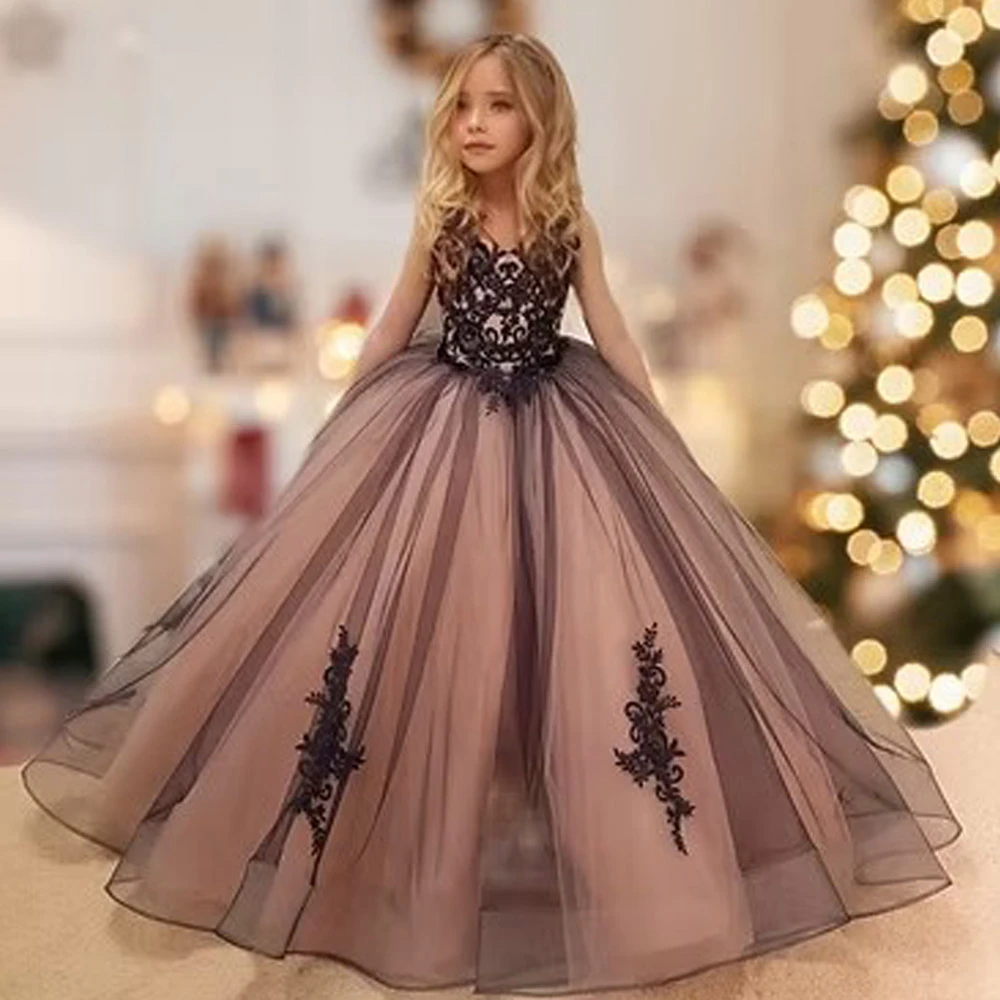 

STEPHANIE Lace Tulle Flower Girl Dresses for Formal Occasion Wedding Party Bridesmaid Pageant Birthday Photoshoot Christma