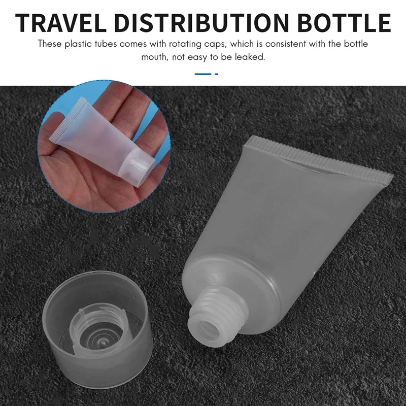 Garrafas recarregáveis do aperto do curso, Garrafa vazia da loção, Tubo macio com tampa, Make Ups Container, 15ml, 50Pcs