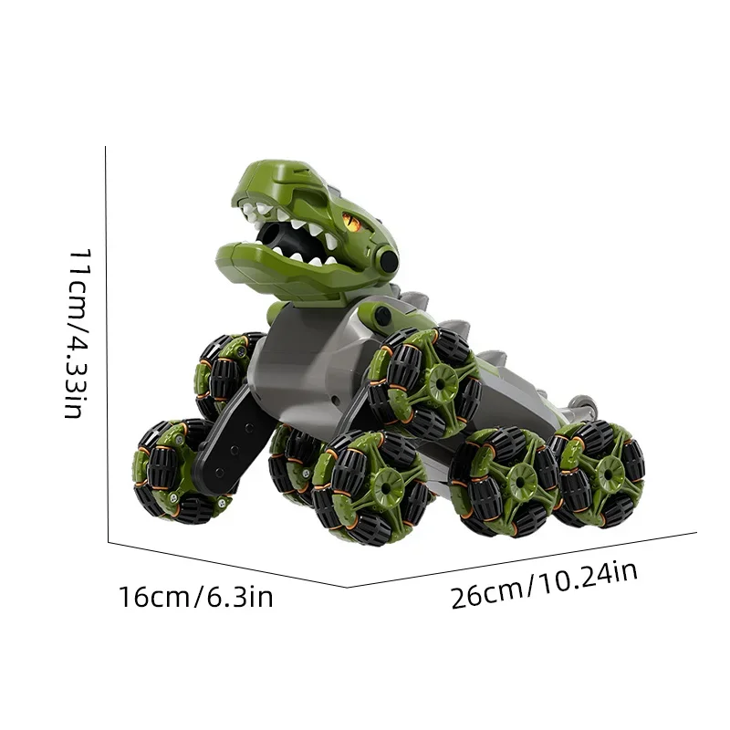 恐竜RCスタントカー 8輪メカニカルロボット ライトスプレー付き 子供用 リモートジェスチャーセンシングコントロール 電子ペットおもちゃ車