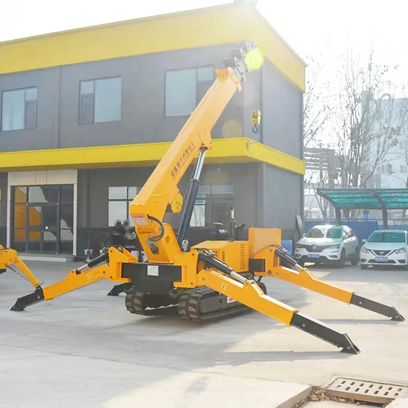 Mini Telescopic Crawler Lifting Crane 1.2ton Spider Crawler Jib Crane Lifting Equipment Micro Crane for Sale