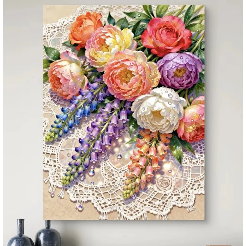 Wallpaper Art And Craft - 5D DIY Diamond Painting Kit Flowers