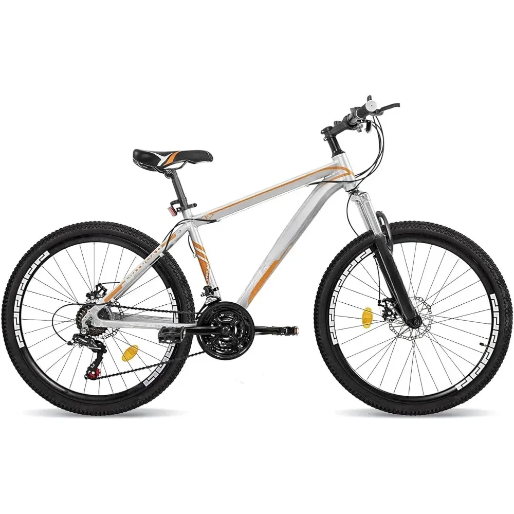 26 Inch Mountain Bike, Aluminum Frame, 21-Speed Dual Disc Brake Bicycle with Lock-Out Suspension Fork, Nomal Wheels Bicycles