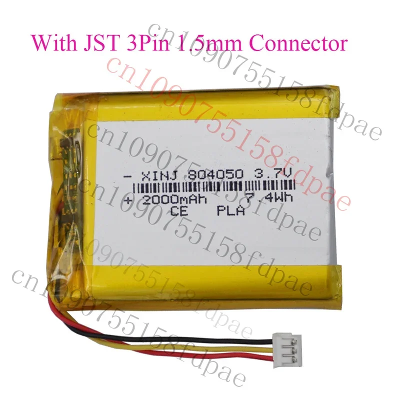 

OK 3.7V 2000mAh 7.4Wh Rechargeable Li-Polymer Li Battery 804050 JST 3Pin 1.5mm Plug