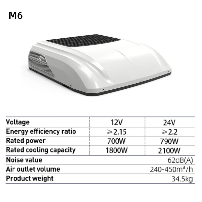 12/24V Roof Top Parking Air Conditioner 8000BTU Cooling & Heating Top Mounted Heavy Truck M6 Model Retrofit/Upgrade