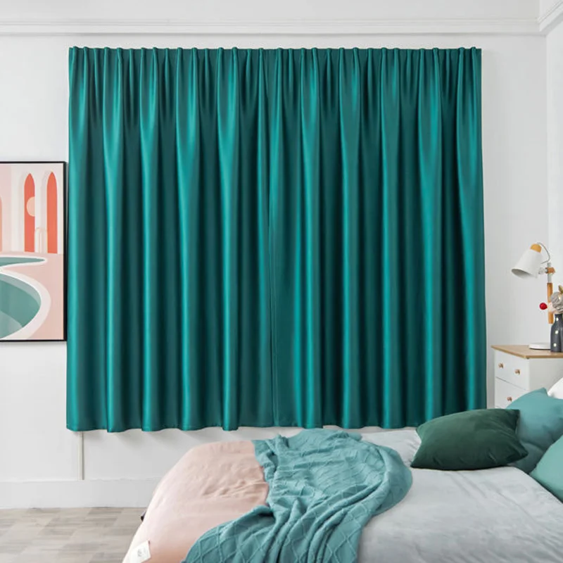 Punch Free Blackout Window Curtain Adjustable Self Adhesive No Drilling Thermal Insulated Curtain Drapes for Bedroom Living Room