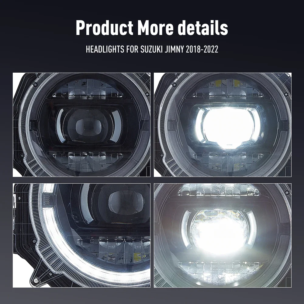 スズキ ジムニー 2018-2022用 LEDカーヘッドライトアセンブリ（左右セット） ヘッドライト DRL チューニング シグナル プラグアンドプレイ フロントヘッドランプ