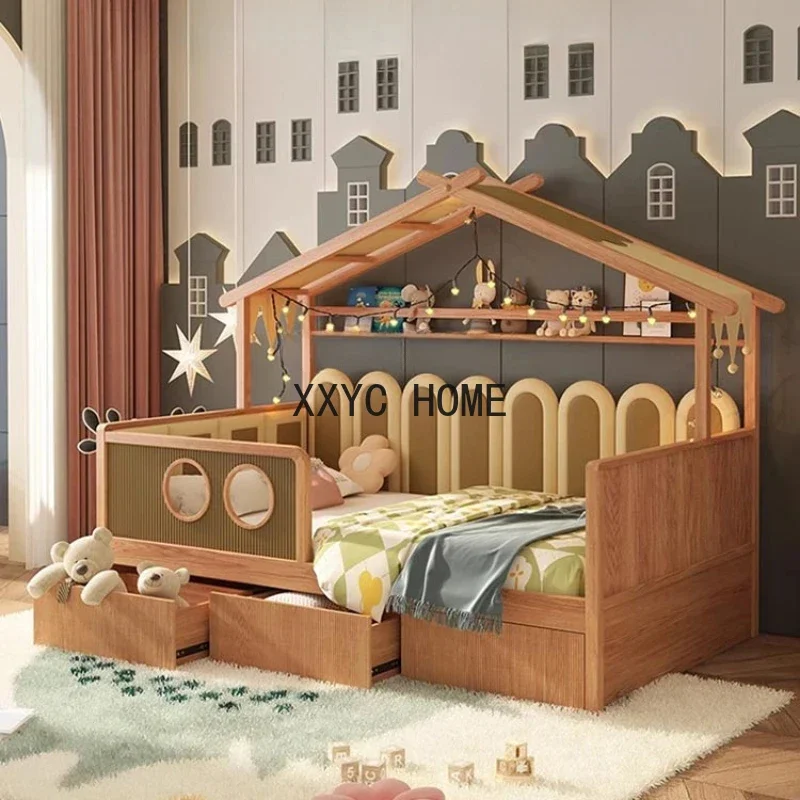 

Half-Height Bed Tree House Bed Tent Solid Wood Bed Fence Girl Boy Room