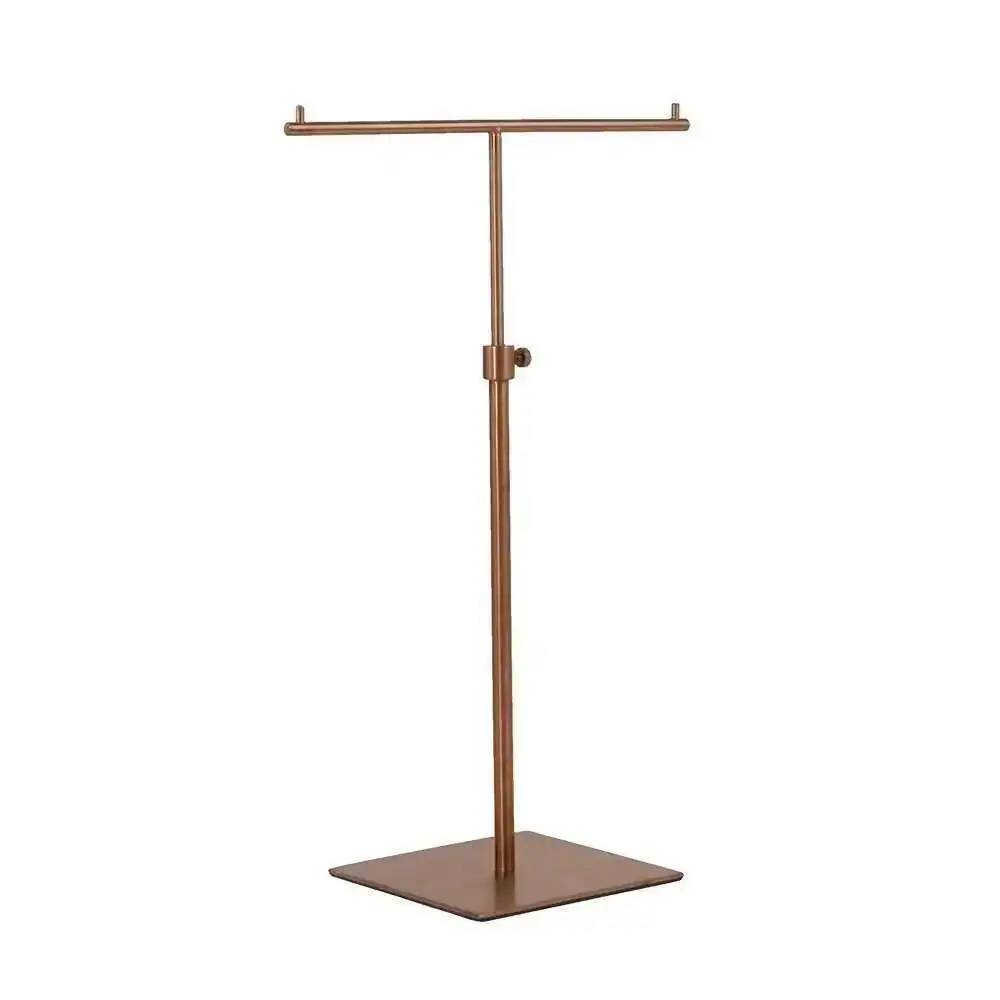 High Quality Metal T-shape Silver Gold Multifunction Tabletop Scarf Display Holder For Silk Scarf Tie Hanging Hook Stand Rack