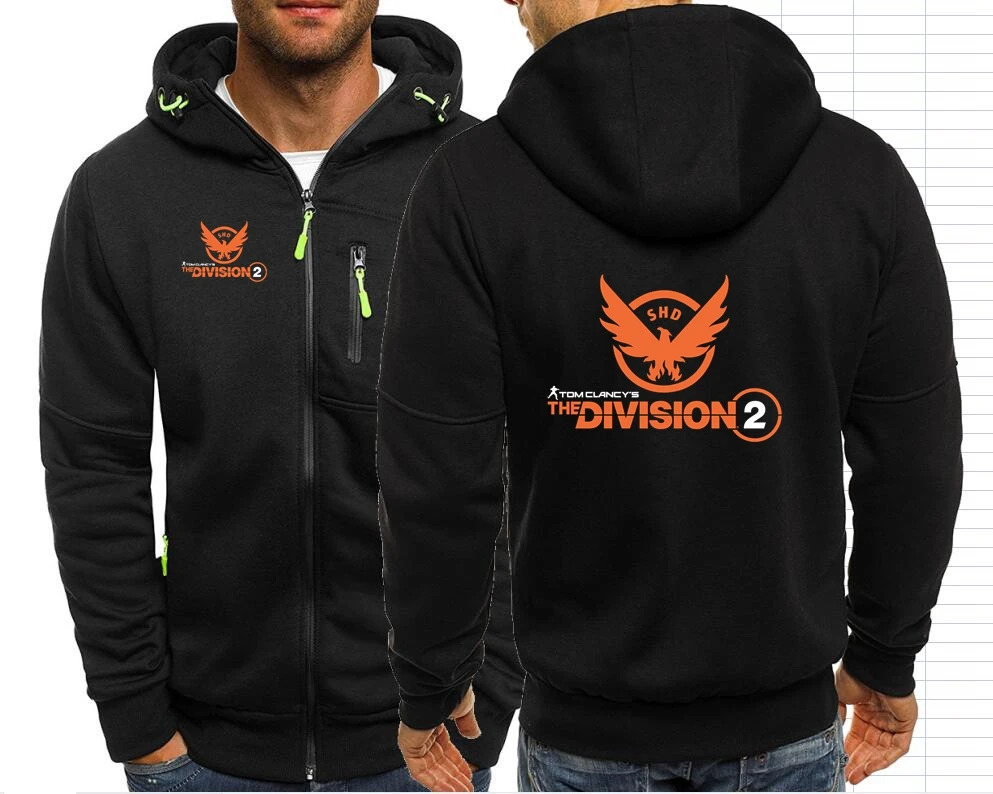 The Division 2 Tom Clancy\'s SHD PS4 PC Game XBOX Men\'s Jackets Hooded Coats Zipper Sweatshirts Male Jacket Mens Outerwear