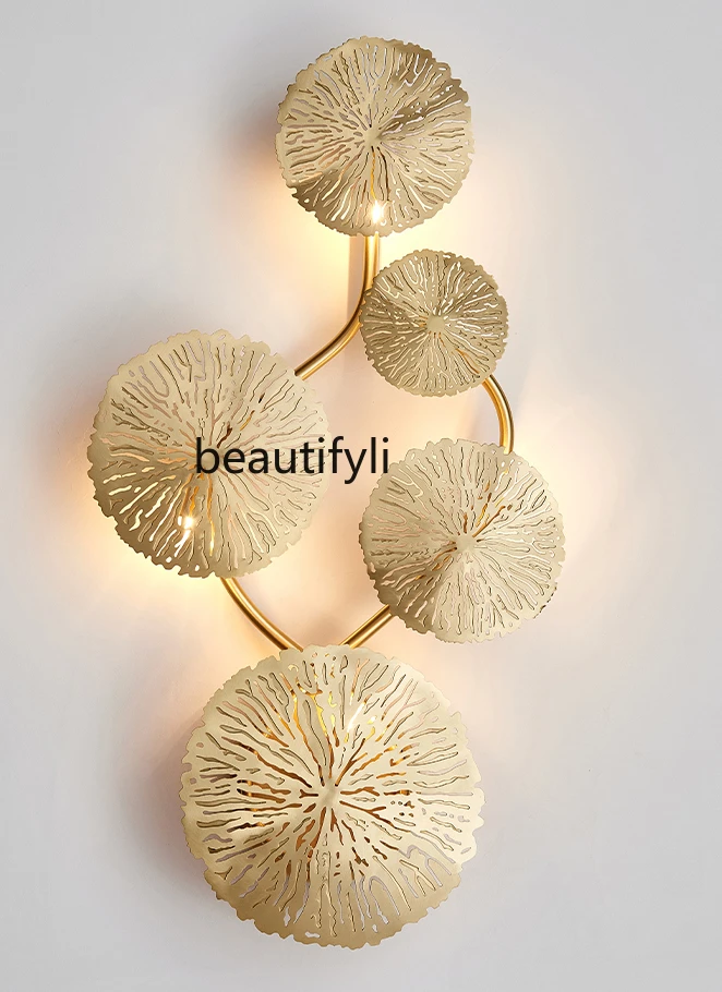 

New Chinese Style Wall Lamp Modern Light Luxury Lotus Leaf Decoration Living Room Background Wall Hallway Aisle Light