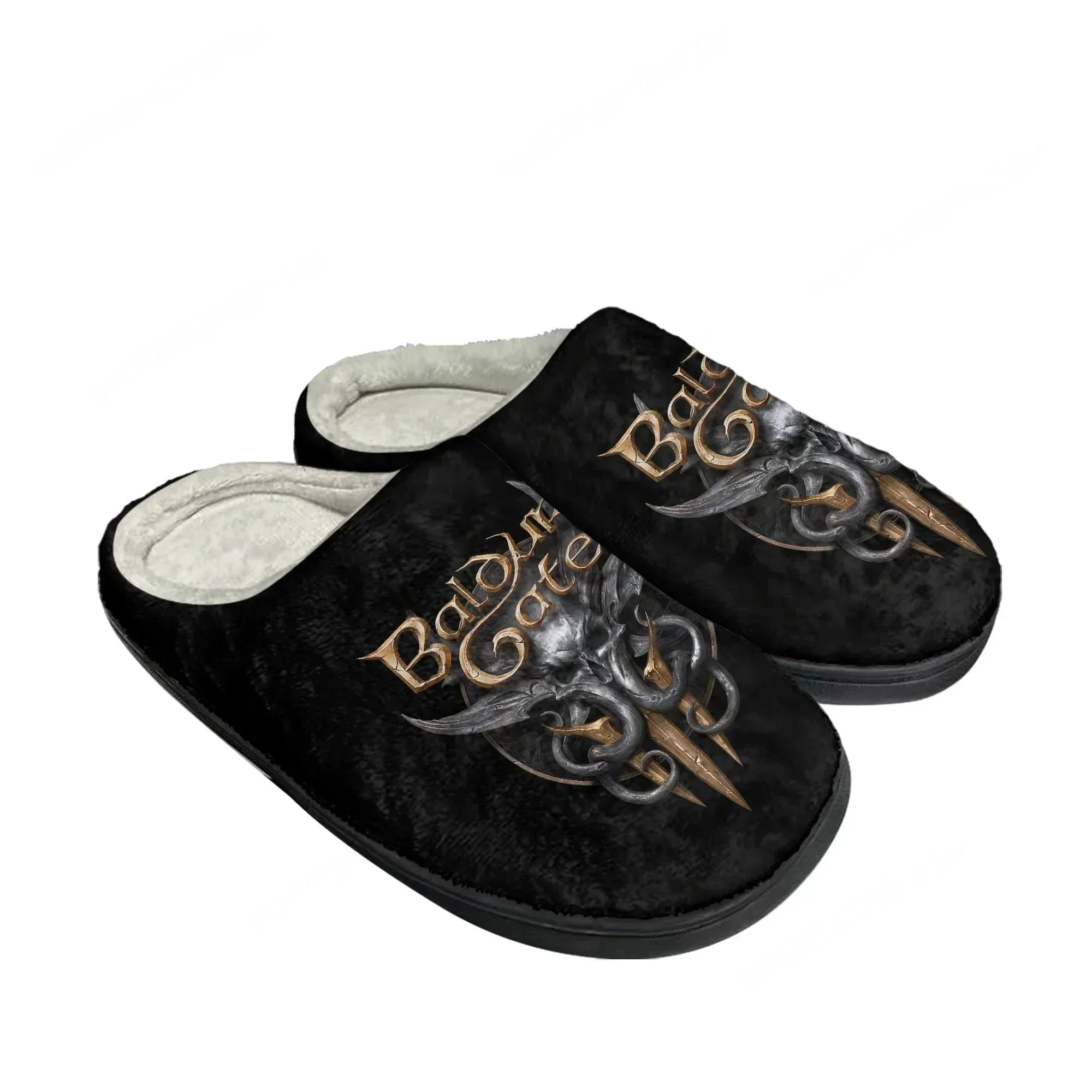 

Домашние хлопковые тапочки Baldur's Gate: Мультяшные, игровые, мужские и женские, плюшевые, для спальни, повседневные, модные, теплые, на заказ