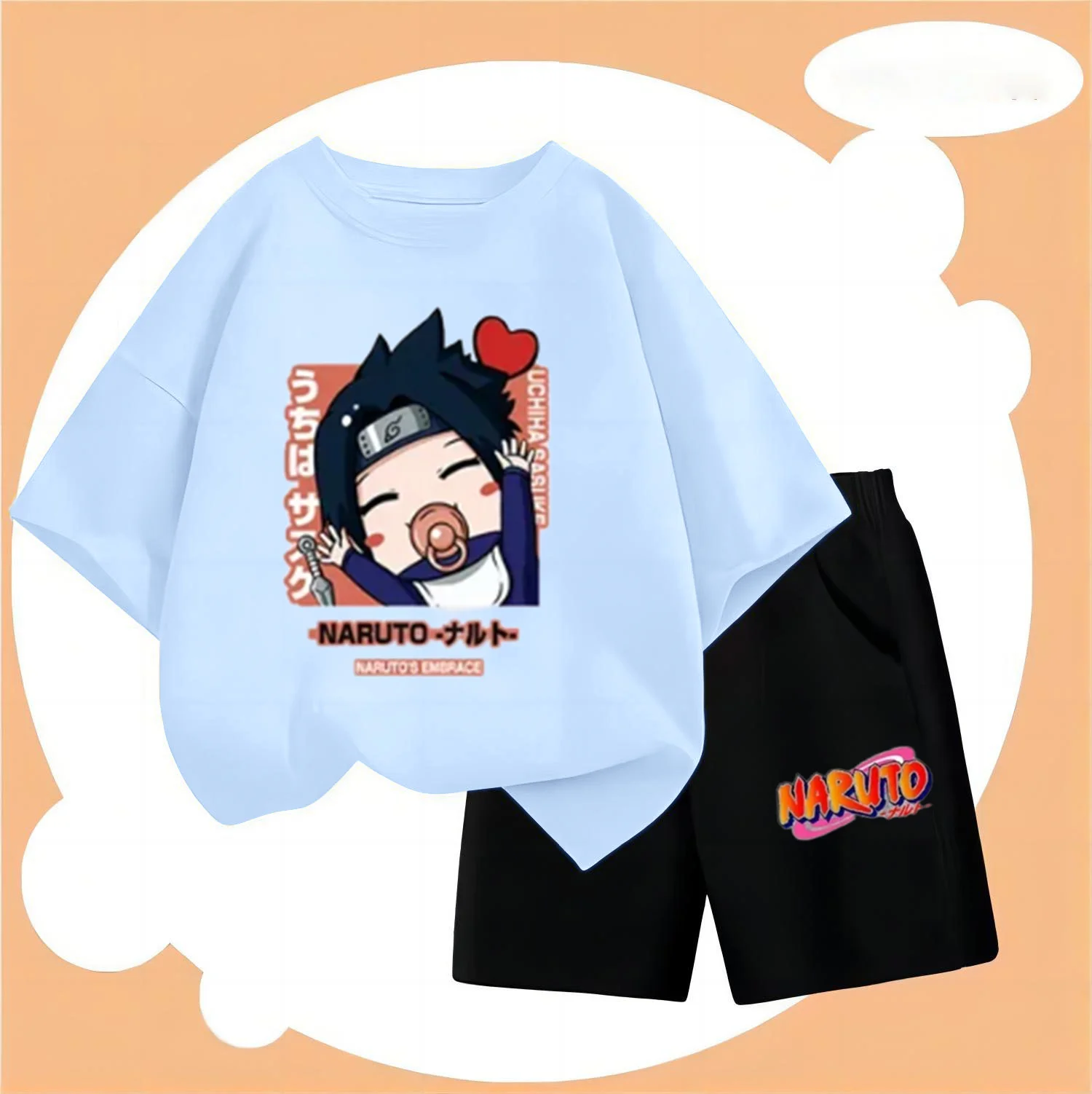 

2024 Girl Clothes Suit Children's Clothing Set Boys 2 to 12 Year Naruto Couple -shir T Shirt Top Summer Mother Kids