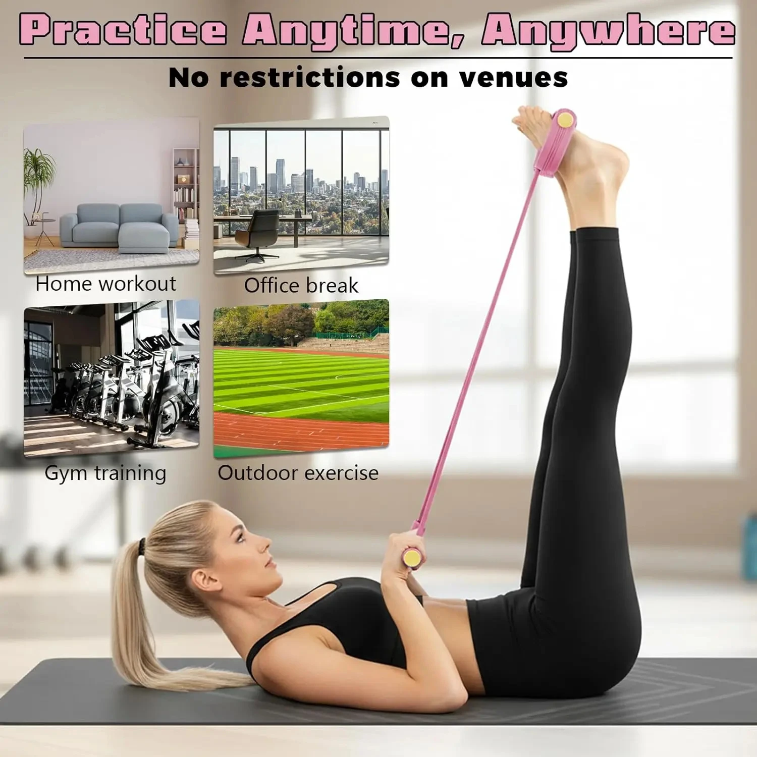 4‑Tube Pedal Tension Rope Multi‑Functional Household Fitness Elastic Band for Yoga Abdominal Body Exercise