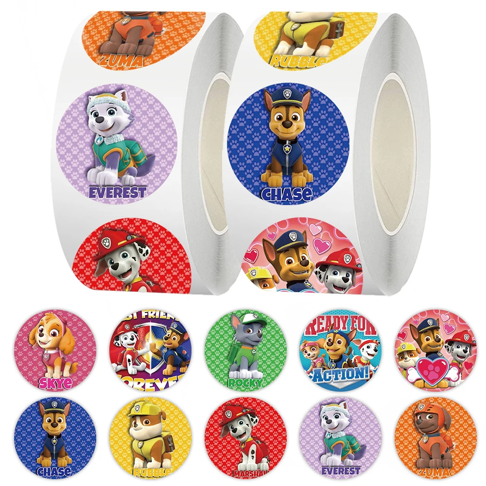 

500PCS Cartoon PAW Patrol Sealing Roll Stickers Cute Graffiti Waterproof Decal Children's Toys for Pencil Box Refrigerator