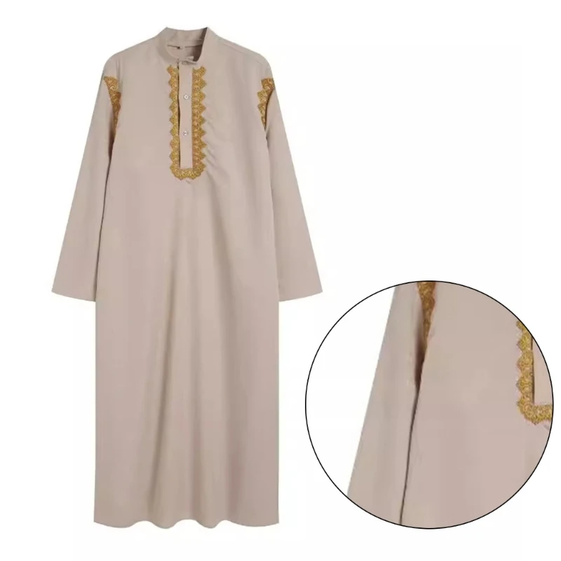 

634C Man Muslims Robe Long Sleeve Islamic Middle East Robe Thobe Saudis Arabia Robe