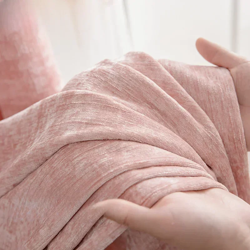 

Pink Luxury Curtains for Living Room Blackout Bedroom Double-sided Chenille Cashmerechildren's Princess Warm Thickened Jacquard