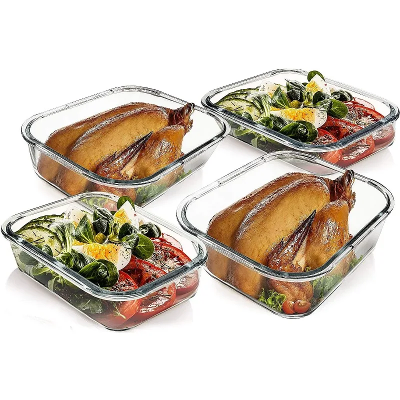 Conservation des aliments en verre extra large 80 oz et 36 oz, cuisson, grand ensemble avec légumes, 2 paquets de 80 oz(10 tasses) et 2 paquets de 36 oz (4.5 tasses)