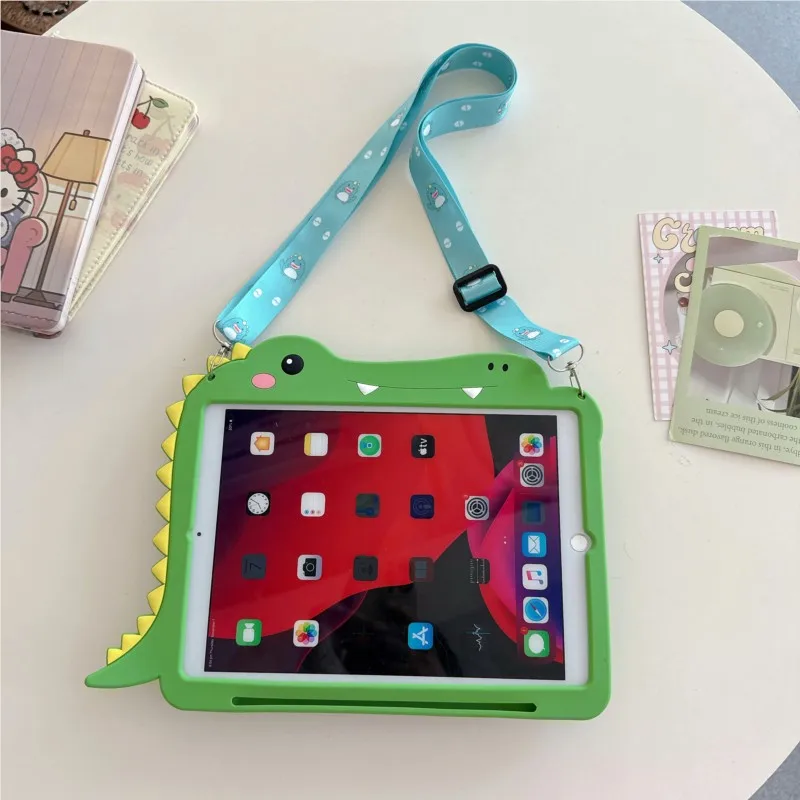 Cute Cartoon Dinosaur Kids Tablet Case Silicone Shockproof 360 Stand for HUAWEI Honor X8A X9 11