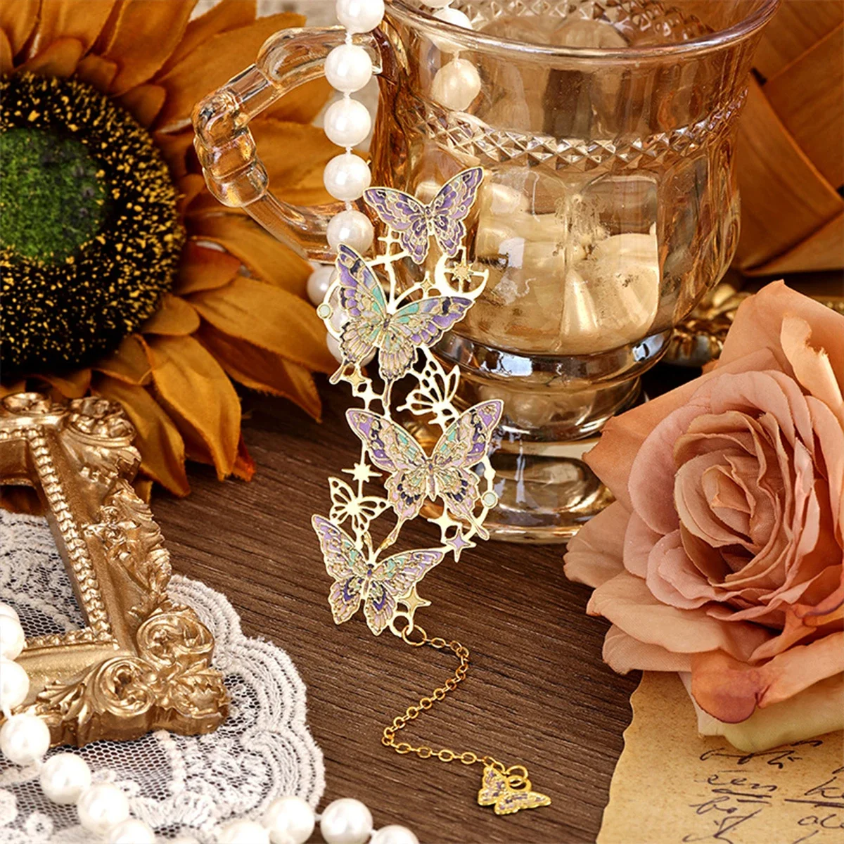 الملونة الجوف فراشة معدنية المرجعية قلادة القراءة ملحق هدية إعطاء المرجعية المعادن القرطاسية اليابانية