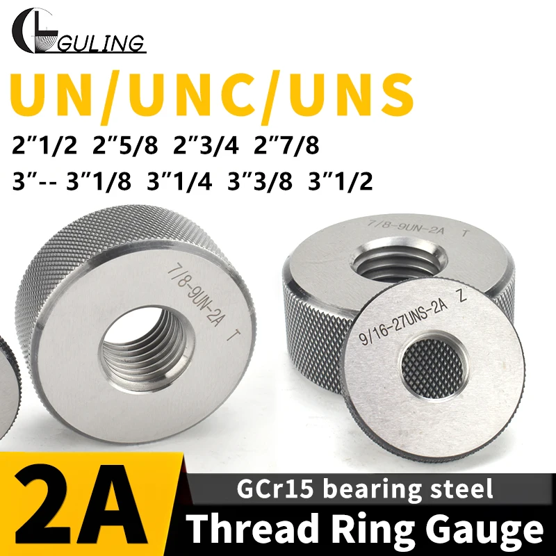1SET(GO+NOGO) 2A Precision 2''1/2~3''1/2 UN/UNC/UNS American Thread Ring Gauge External Thread Inspection Gage Measuring Tool