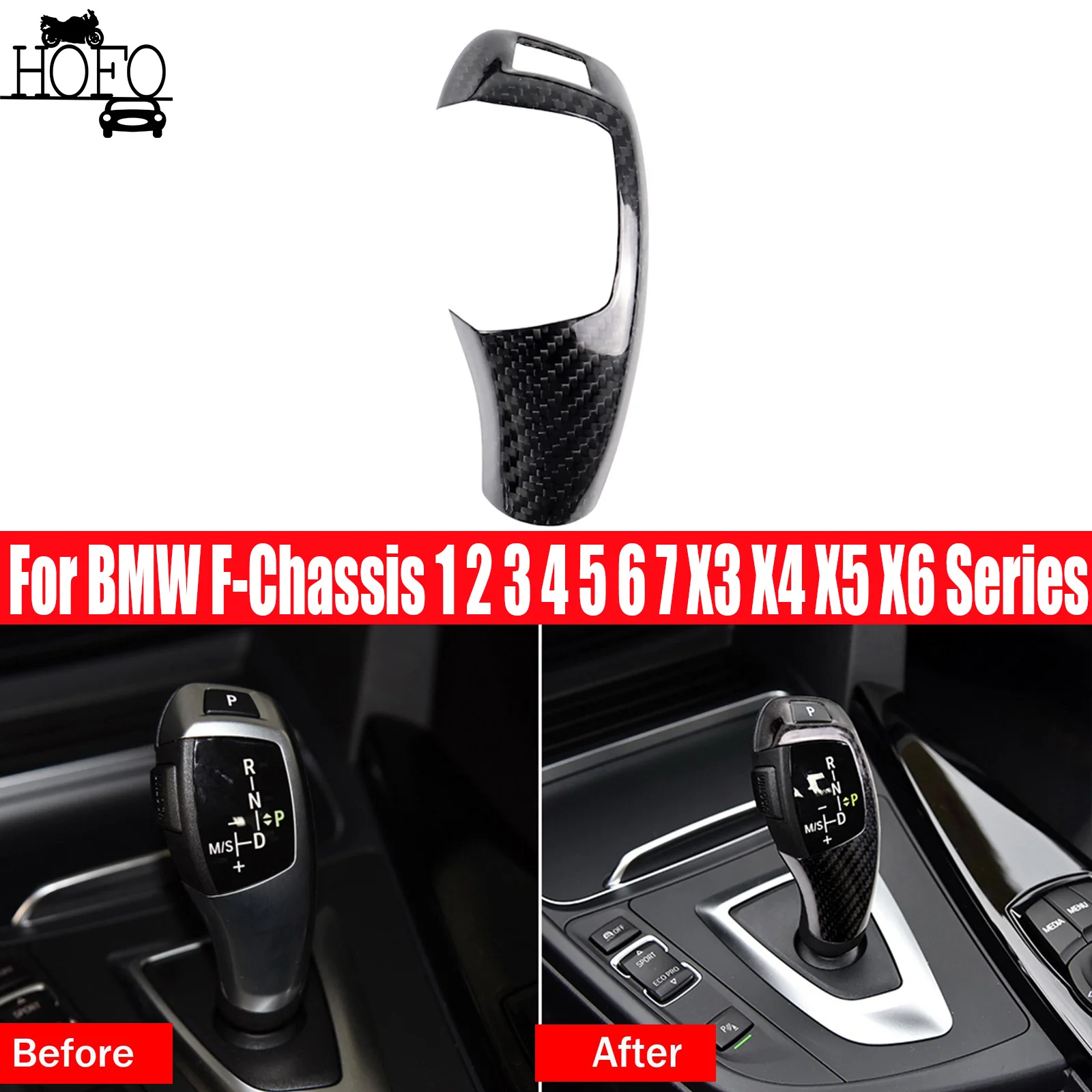 

LHD Genuine Carbon Fiber Gear Knob Trim Cover for BMW 2 3 4 5 6 7 X3 X5 X4 X6 Series