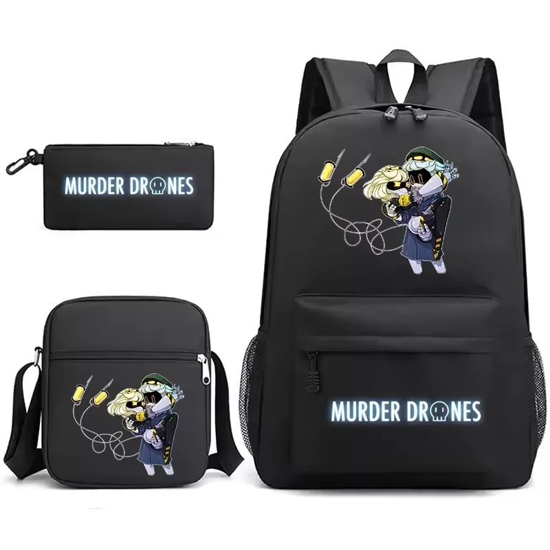 3pcs Set Murder Drones CYN Backpack Shoulder Bags Pencil Bag Boy Girl Teens Cartoon School Backpack Pencil Case Simple Backpacks