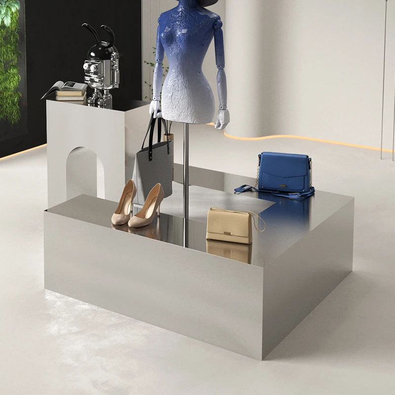 متجر لبيع الملابس ناكاجيما تايوان طاولة المياه الفولاذ المقاوم للصدأ نحى عرض الجدول عرض المنتج الجدول متجر لبيع الملابس الرجالية disp #4