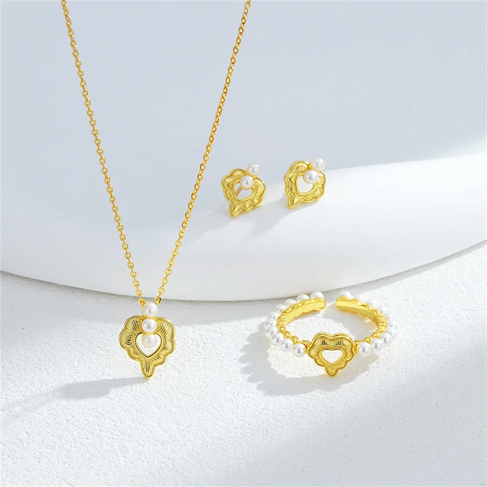 

Корейское колье из серебряного жемчуга S925, натуральный пресноводный жемчуг + полое сердце, ниша высокого класса, женский воротник для подруги