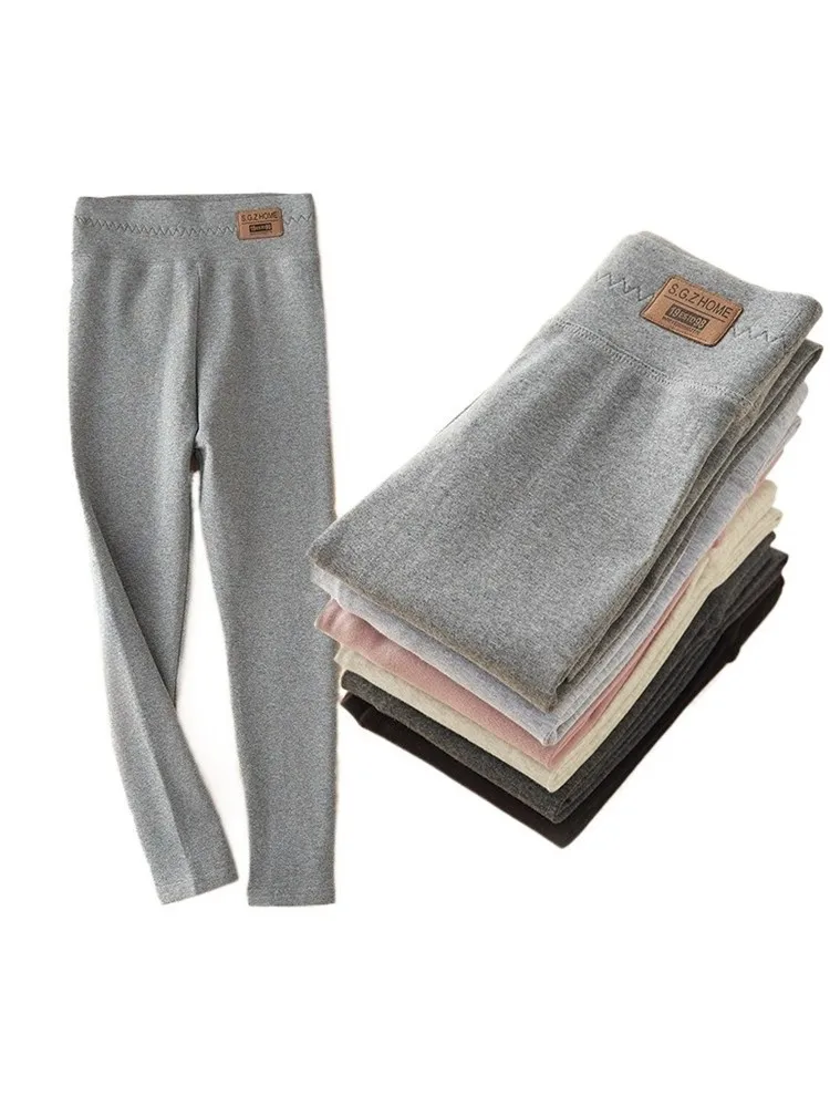Children Girls Solid Color High Waist Cotton Leggings Soft Stretchy Breathable Kids Tights Casual Daily Long Outerwear Pants