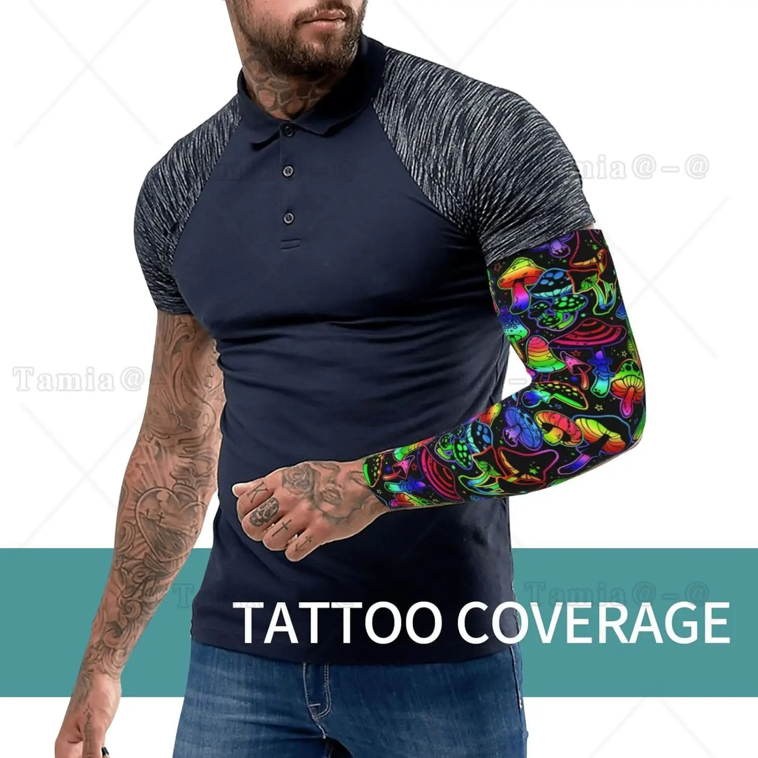 Mushroom Mens Arm Cooling Sleeves UPF 50+ UV Protection for Cycling Outdoor Sports