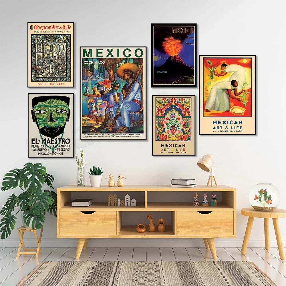 Mexican Art and Life, Girls Prints, Cactus, Mexican Culture - El Maestro Poster, Boho Travel Poster Mexican Traditional Art