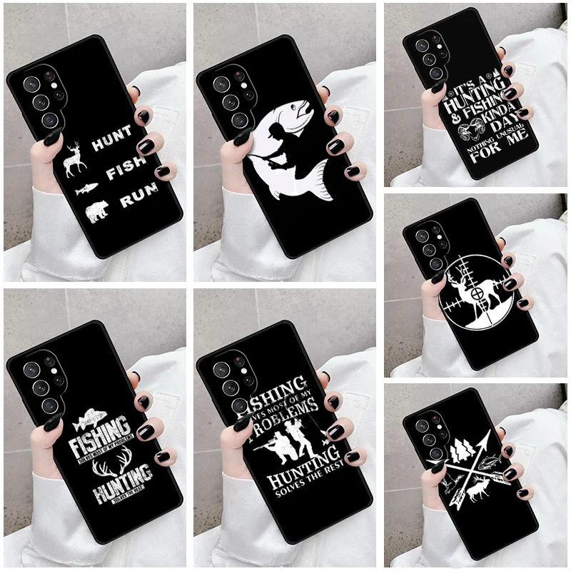 

Phone Case For Samsung Galaxy S24 S23 S21fe S22 Ultra Plus Note 10 20 S8 S9 S10 Cover Hunting Animal Fishing Man