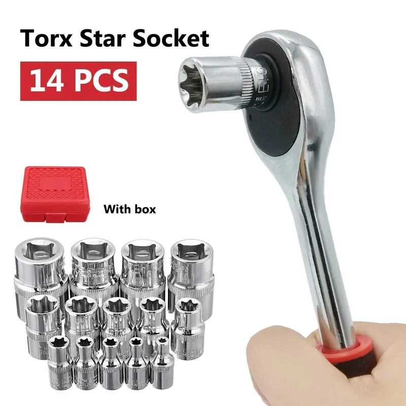 Imagem -05 - Fêmea Torx Bit Star-shaped Socket Grupo Ferramenta de Reparo de Carro Drive E4-e24 Mm24 mm Pcs Pcs 14 Pcs