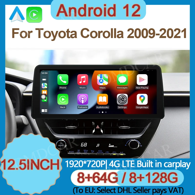 12.5inch Android 12 Car Multimedia Player Radio GPS Navigation For Toyota Corolla Railing Lingshang Asia Lion 2019-2021 CarPlay