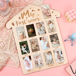 Wooden Baby’s First Year Picture Frame 12 Month Milestone Board Photo Display Baby Keepsake Frame 1st Birthday Gift for Boy Girl