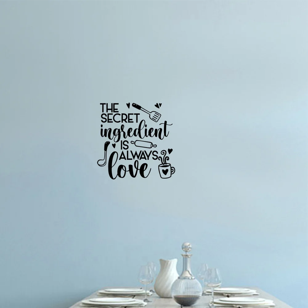 1 pc the secret ingredient is always love Wall Sticker Self Adhesive Vinyl Waterproof Wall Art Decal Sticker Mural