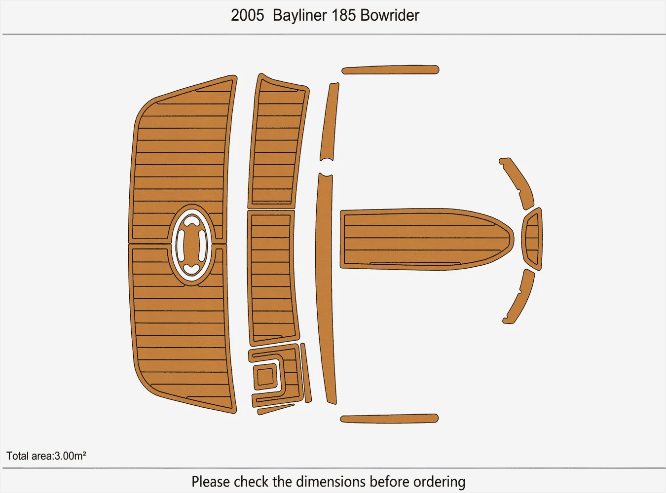

2005 Bayliner 185 Платформа для плавания Bowrider 1/4 дюйма, 6 мм, пол из тикового дерева EVA