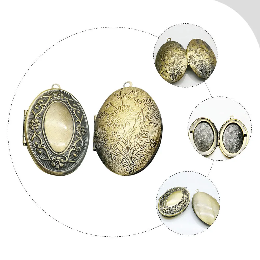 

2Pcs Metal Photo Locket Charm Pendant with Smooth Surface Perfect for Necklace DIY Craft Decoration for Bags Phone Cases