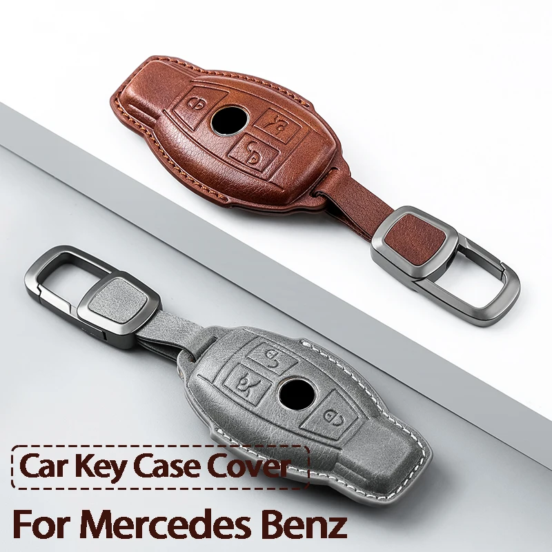 

Leather Car Key Case Cover For Mercedes Benz A B C D E S Class W204 W212 W176 GLC CLA GLA AMG GLS GLE GLK CLS S350 S500