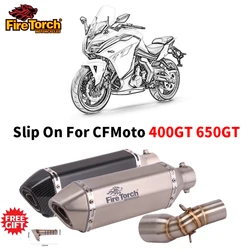 Slip On For CFMoto 400GT 650GT Motorcycle Exhaust Escape Full System Modified Catalyst Delete Eliminator Enhanced With Muffler