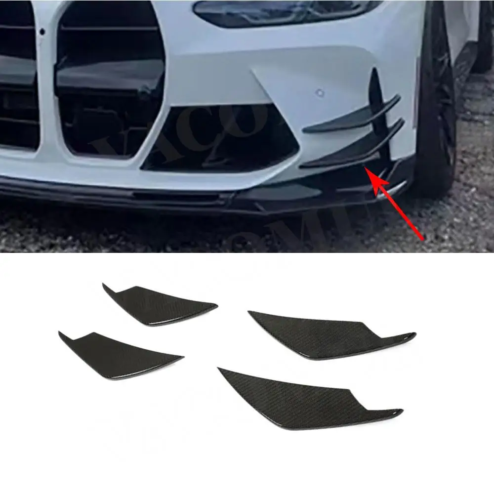 

Dry Carbon Fiber Car Front Bumper Canards Splitters Spoiler For BMW G80 M3 G82 G83 M4 2021+ 4pcs/set FRP Bodykit Side Fin Flaps