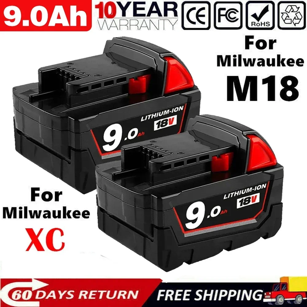 

Зарядное устройство, перезаряжаемая батарея для Milwaukee M18 M18B6 18V XC 9Ah 6Ah li-ion батарея 48-11-1860