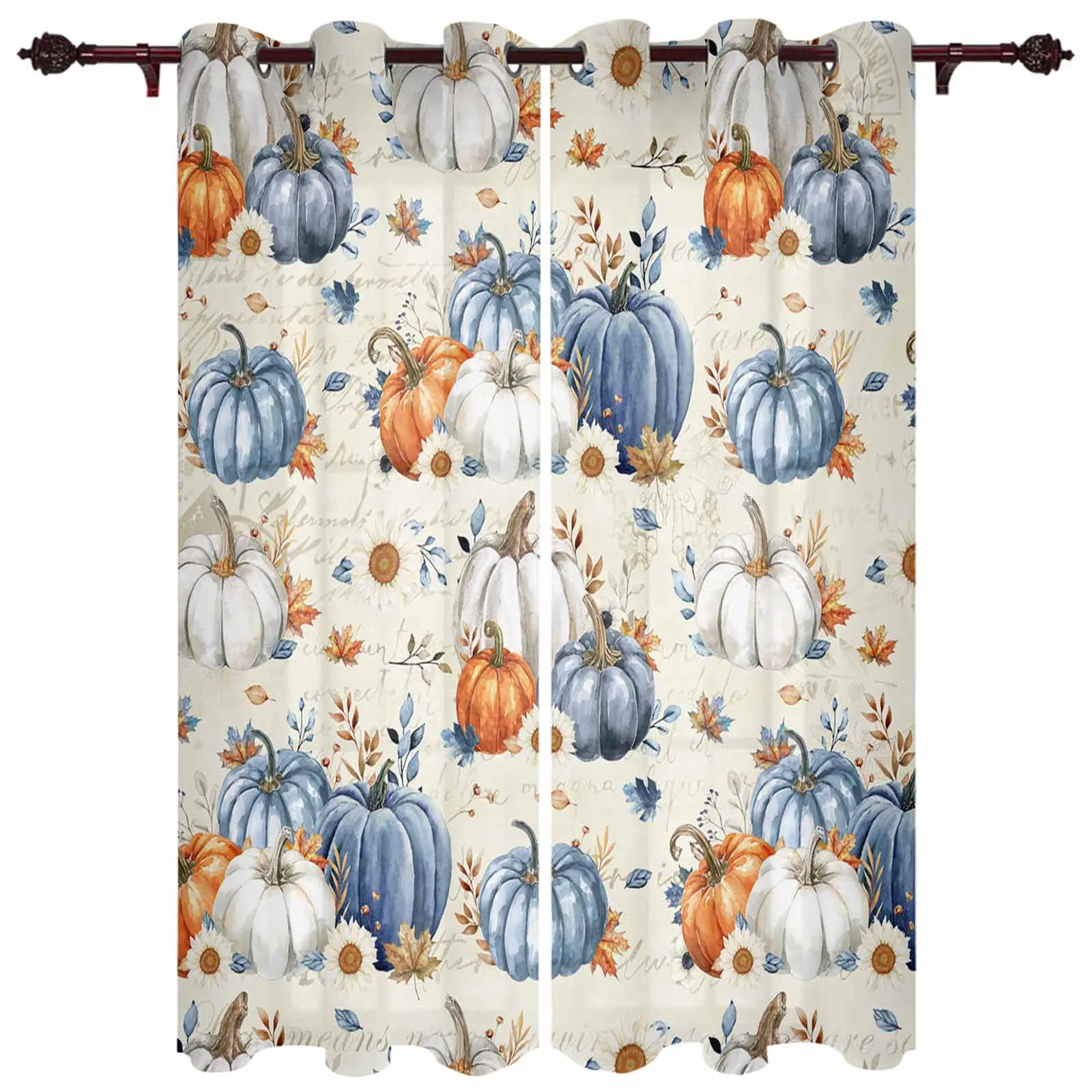 

Thanksgiving Autumn Leaves Sunflower Pumpkin Modern Window Curtains for Living Room Bedroom Curtain Home Decor Balcony Drapes