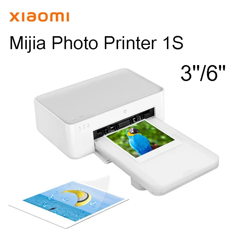 Xiaomi Mijia фотопринтер 1S с высокой четкостью и сублимацией цвета, 3/6 дюймов, портативная фотобумага, портативный смарт-принтер с дистанционным управлением через приложение