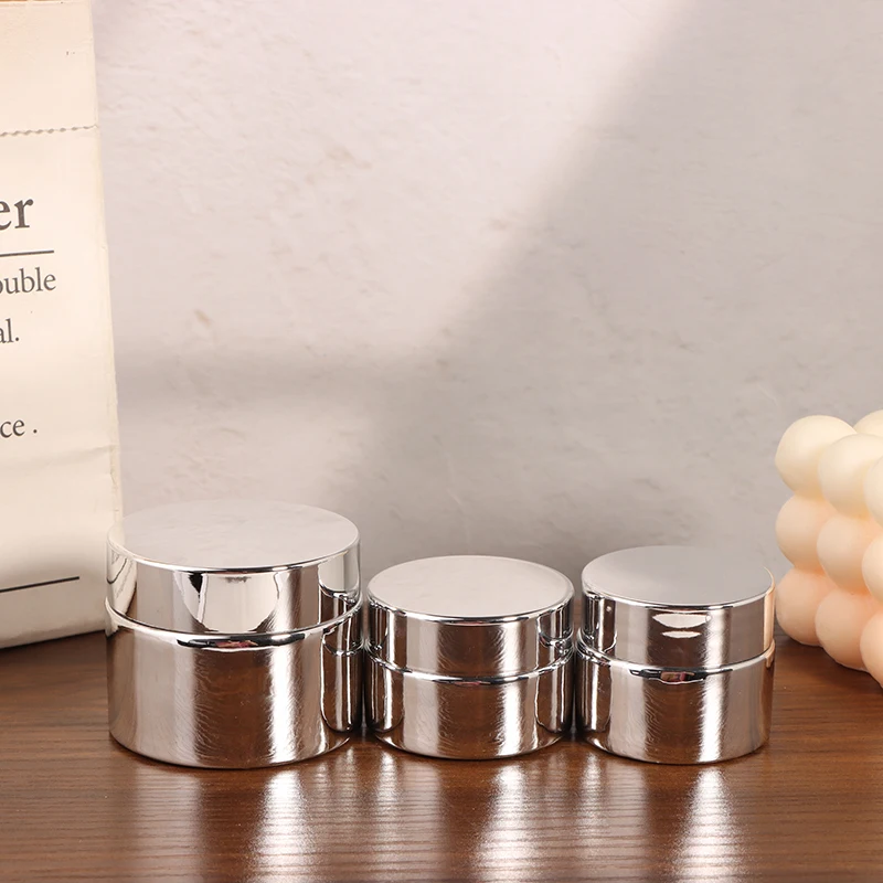 1 PC 5-50g Silver ครีม Jar ครีมแก้วขวดคอนเทนเนอร์เครื่องสําอางที่ว่างเปล่าเล็บกาว Jar Travel คอนเทนเนอร์แต่งหน้า