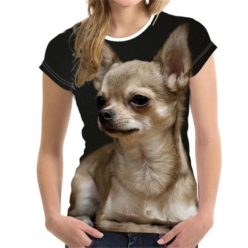 3D Leuke Dierenhond Print T-shirt Vrouwen Korte Mouw Vrouwelijke Harajuku Tees Casual O-hals Tops Vrouwen Kleding Dames Y2K Streetwear