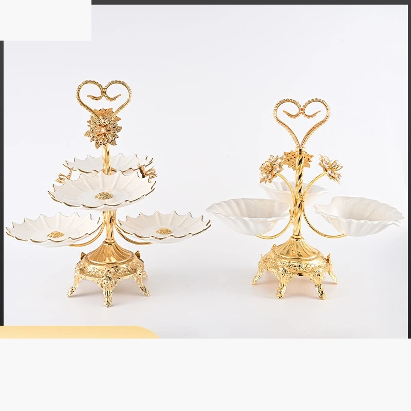 

European three-layer fruit plate dessert multi-layer cake rack dried fruit plate tea snack tray dessert living room coffee orna