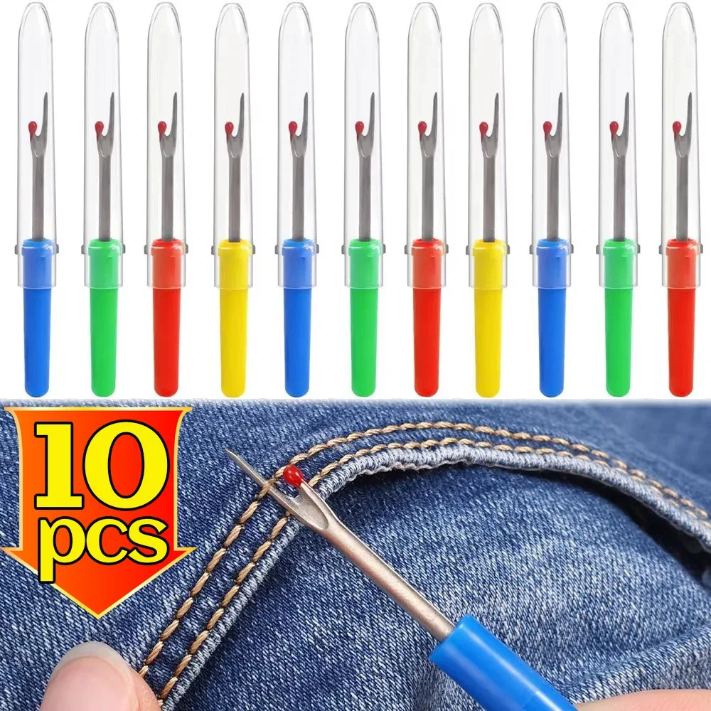 10/1PCS Clothes Pants Stitch Unpicker Thread Cutter Sewing Seam Ripper with Cover Thread Seam Remover DIY Quilting Sewing Tool