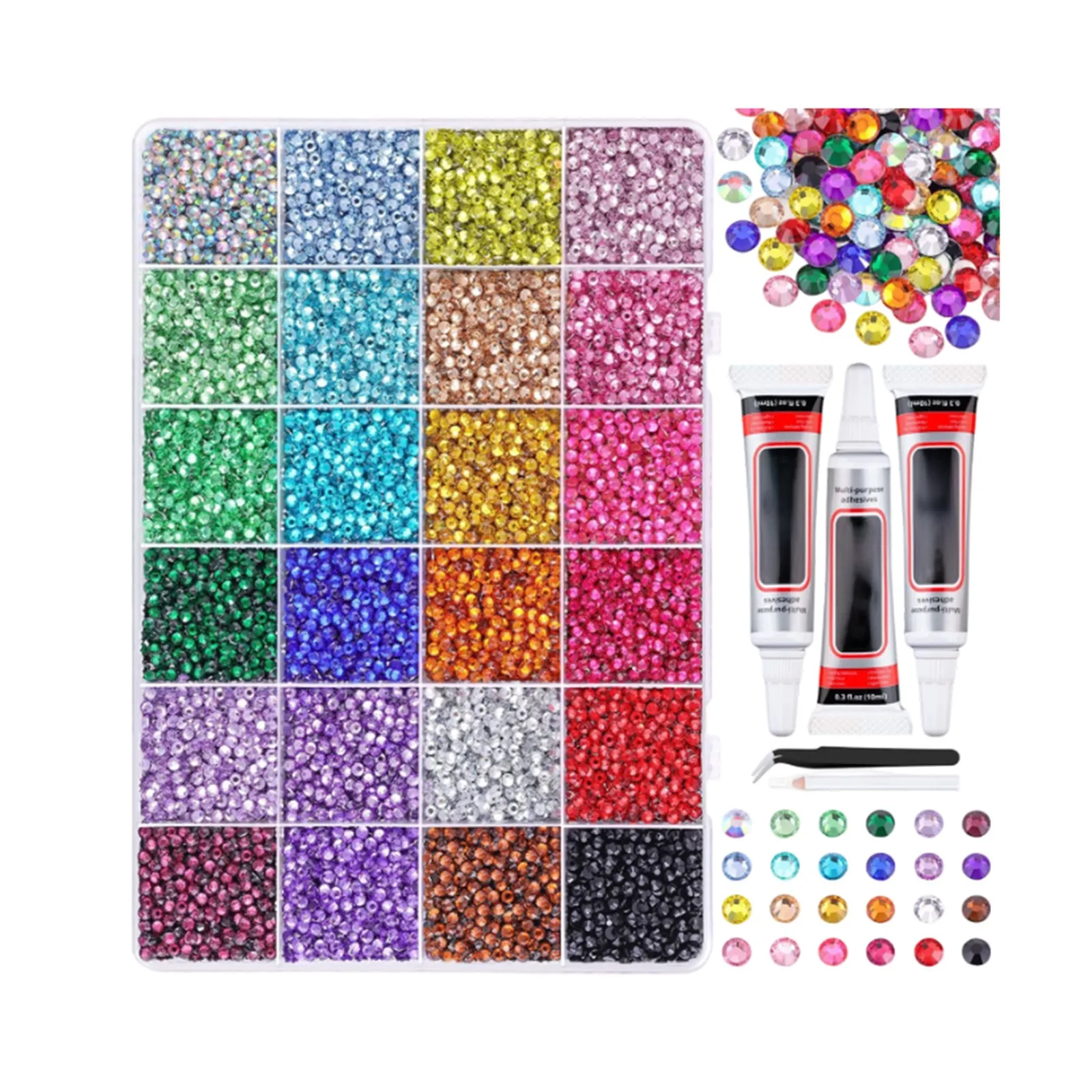 

3mm Mixed Color Resin Flat Bottom Diamond Jelly Water Diamonds for DIY Clothing Nail Drill Phone Drill Multipropose Rhinestones