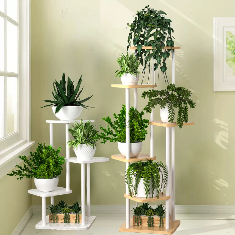 4-6 Tier Tall Corner Plant Stands,Large Metal Wood Flower Pot Shelf,Tiered Plant Holder Display Rack for Outdoor Balcony Garden